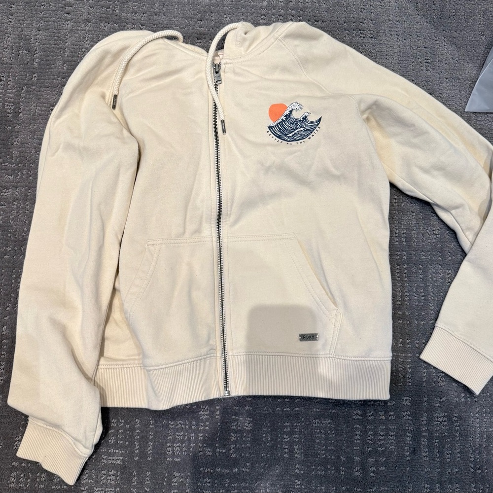 Roxy Cream Hoodie with Metal Tag
